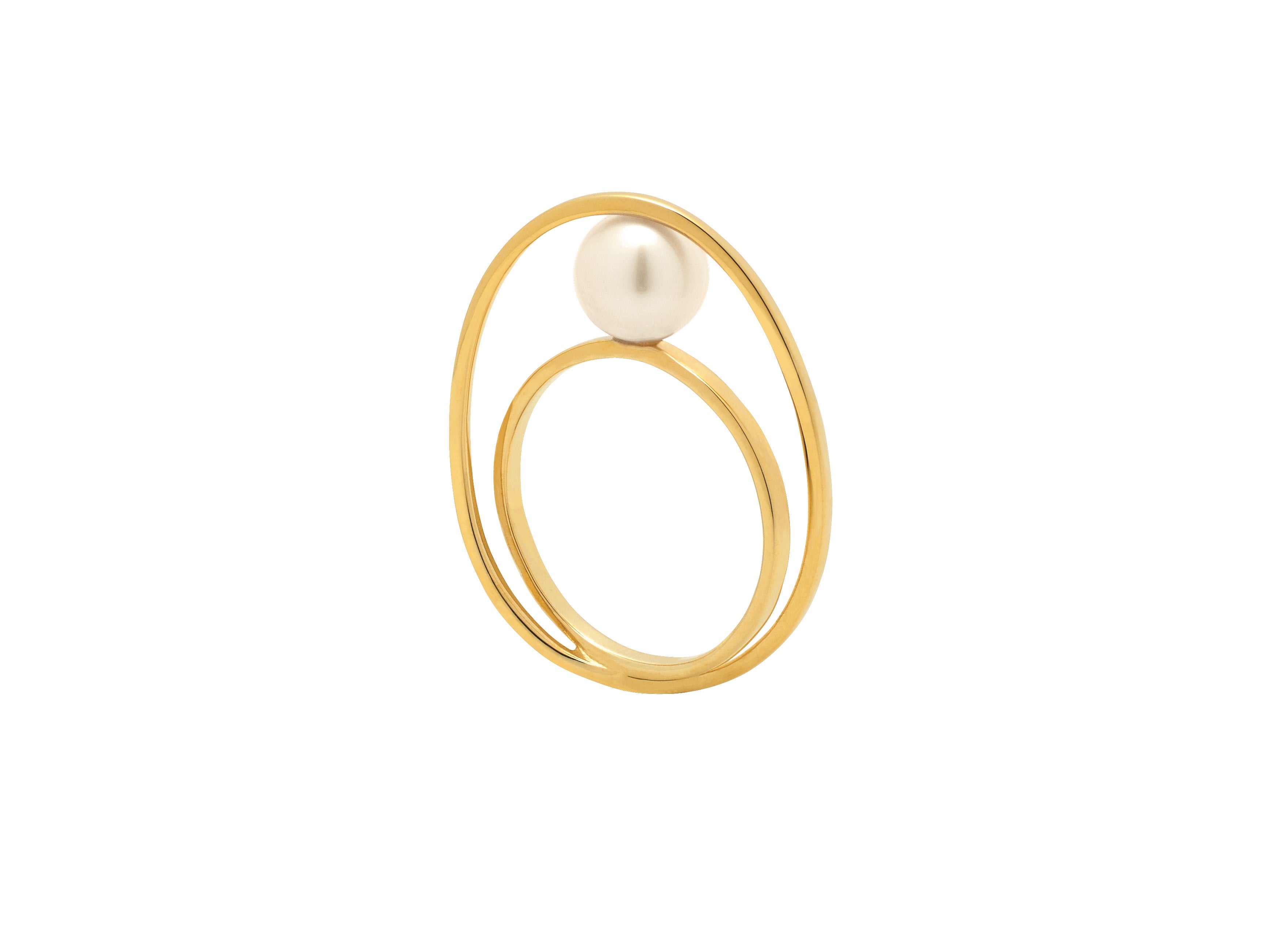 Rhythm White Pearl Spiral Oval Ring – Gold-Tone Size 58 | IZI