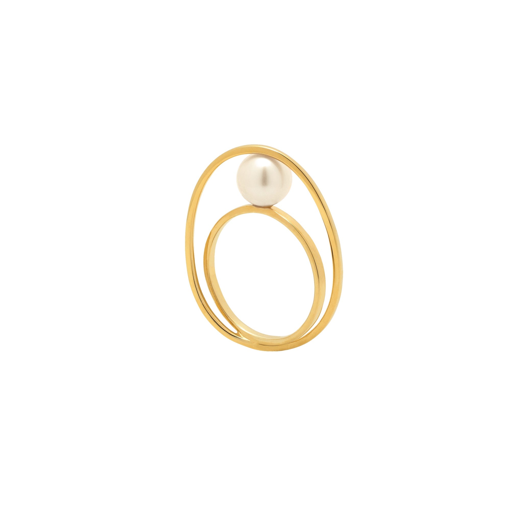 Rhythm White Pearl Spiral Oval Ring – Gold-Tone Size 58 | IZI