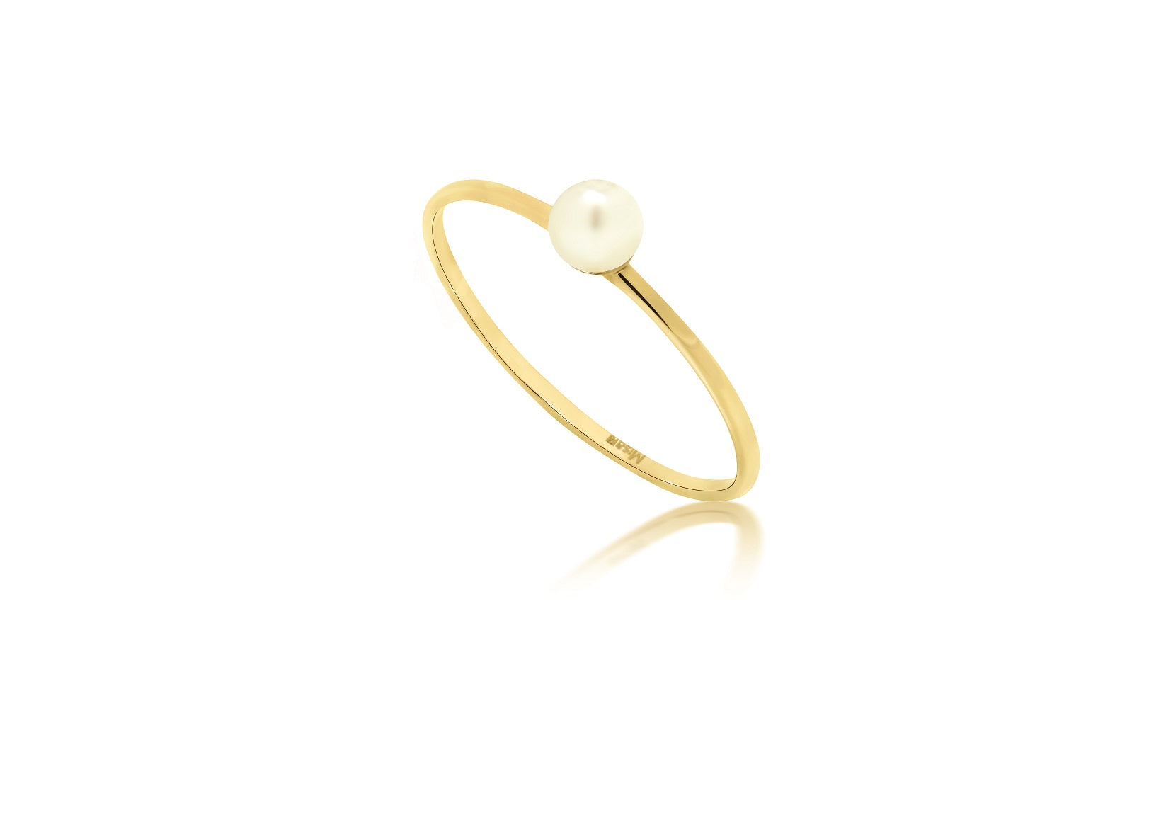 Mini White Pearl Stacking Ring – Gold-Tone Thin Band Size 58 | IZI