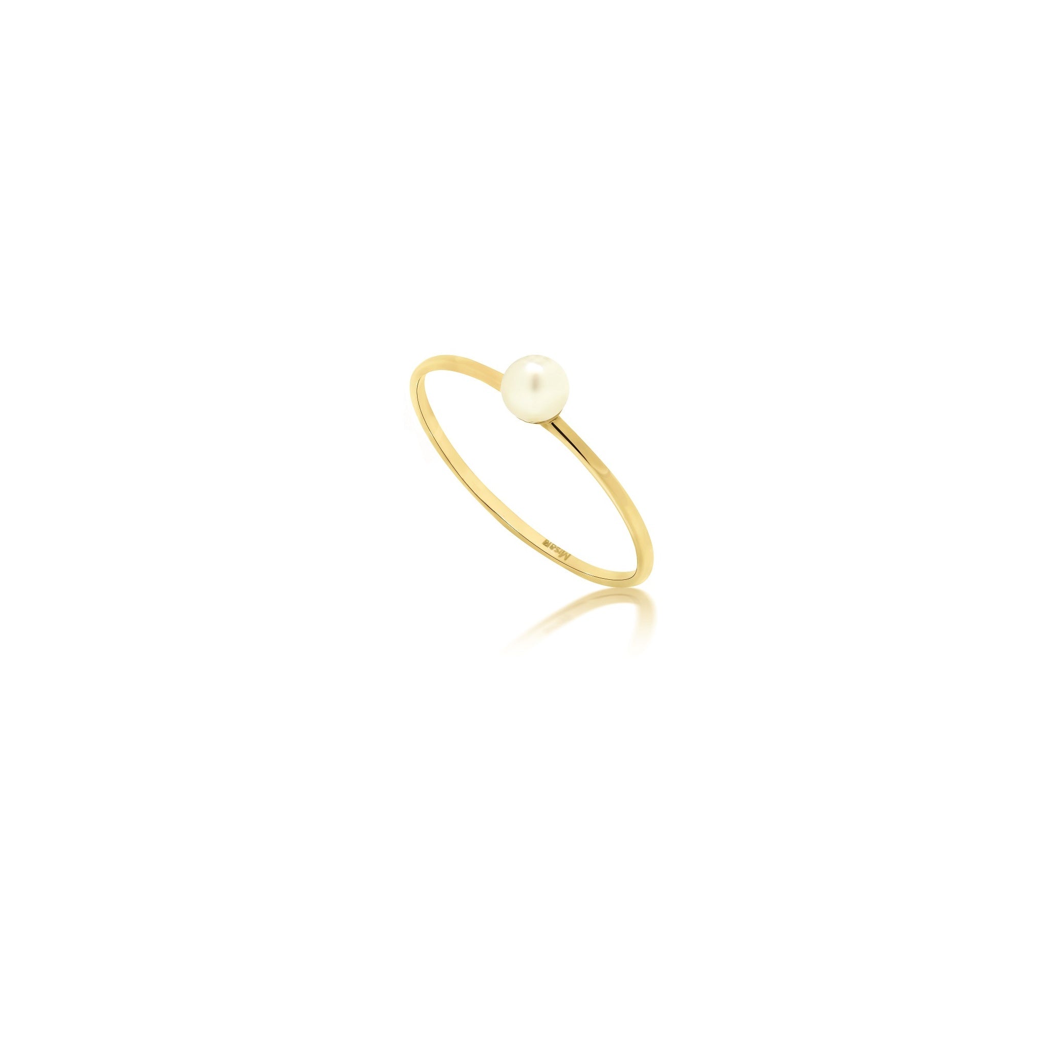 Mini White Pearl Stacking Ring – Gold-Tone Thin Band Size 58 | IZI