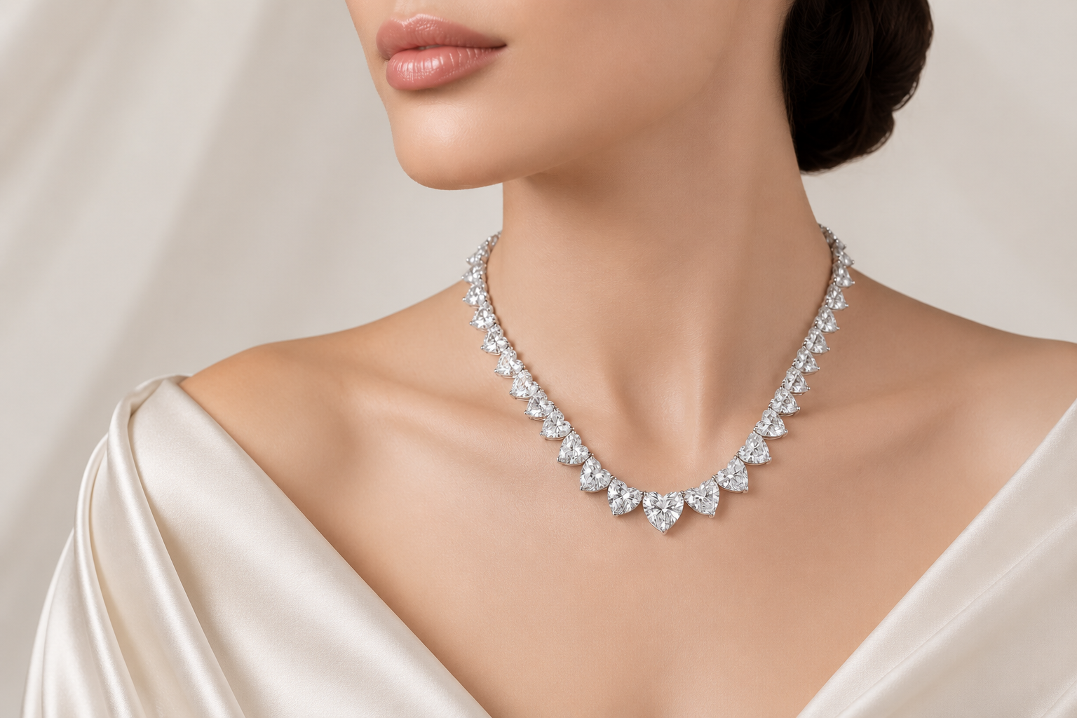 Heart-Cut Lab Grown Diamond Necklace – 50.55 ct 18K White Gold | IZI