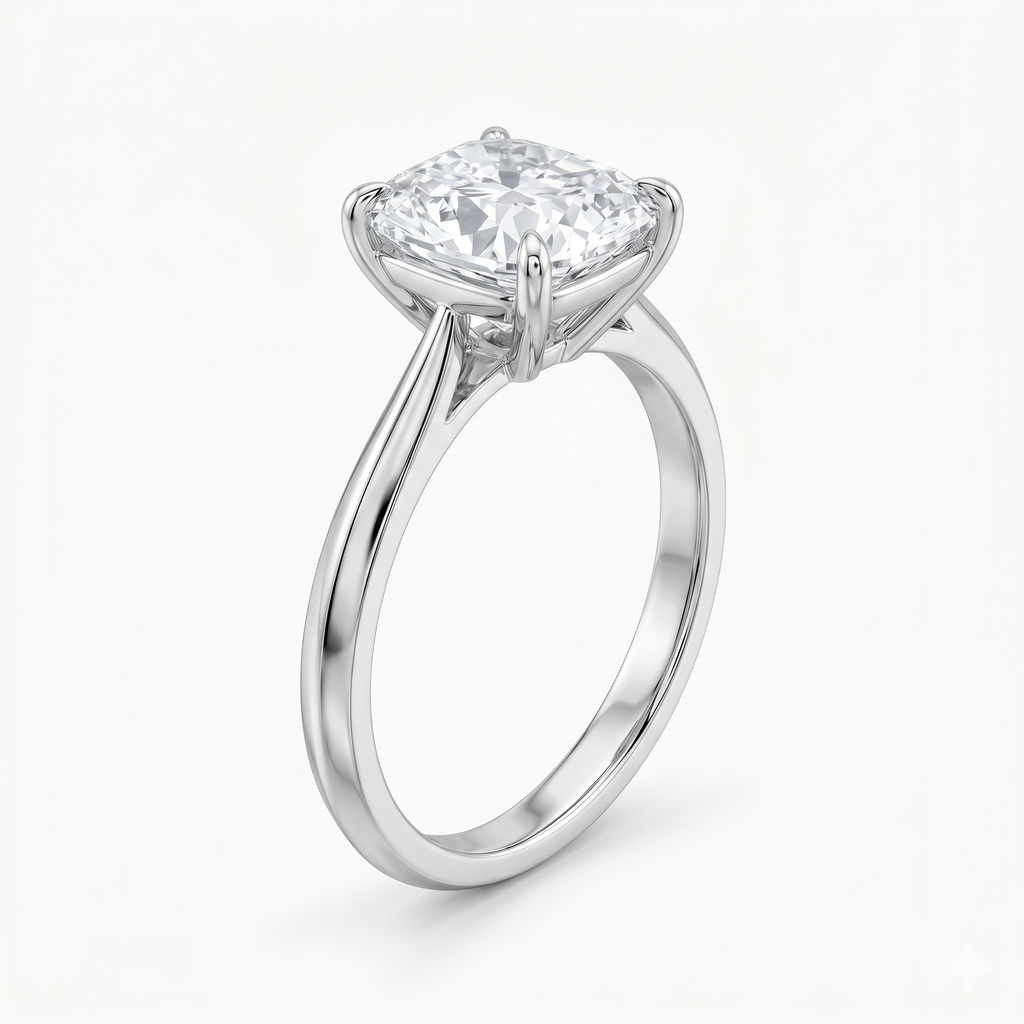 Lab Grown Cushion Cut Solitaire Ring