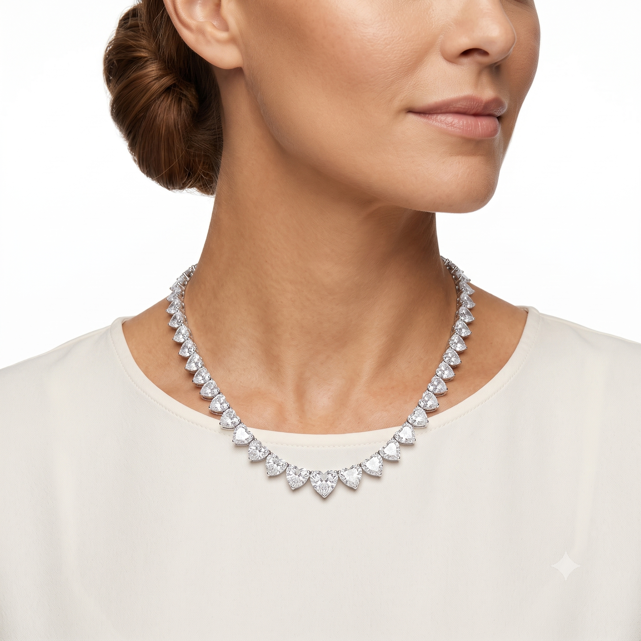 Heart-Cut Lab Grown Diamond Necklace – 50.55 ct 18K White Gold | IZI