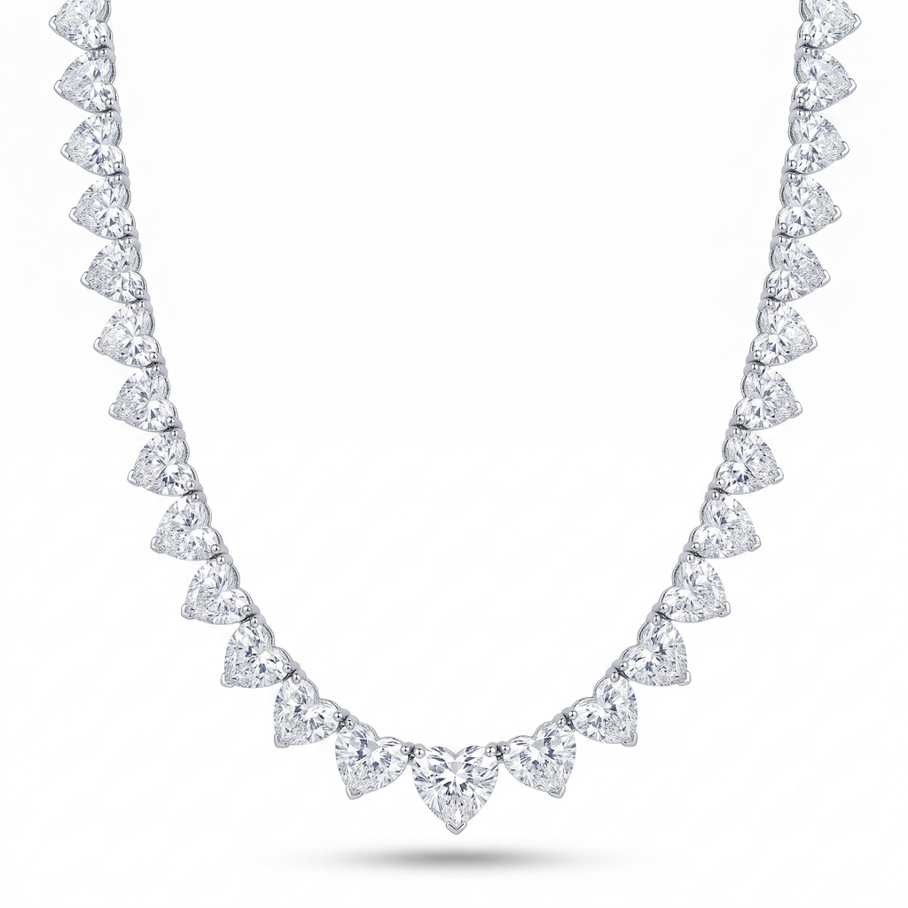 Heart-Cut Lab Grown Diamond Necklace – 50.55 ct 18K White Gold | IZI