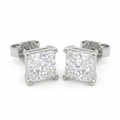 Lab Grown Princess Cut Solitaire Stud Earrings