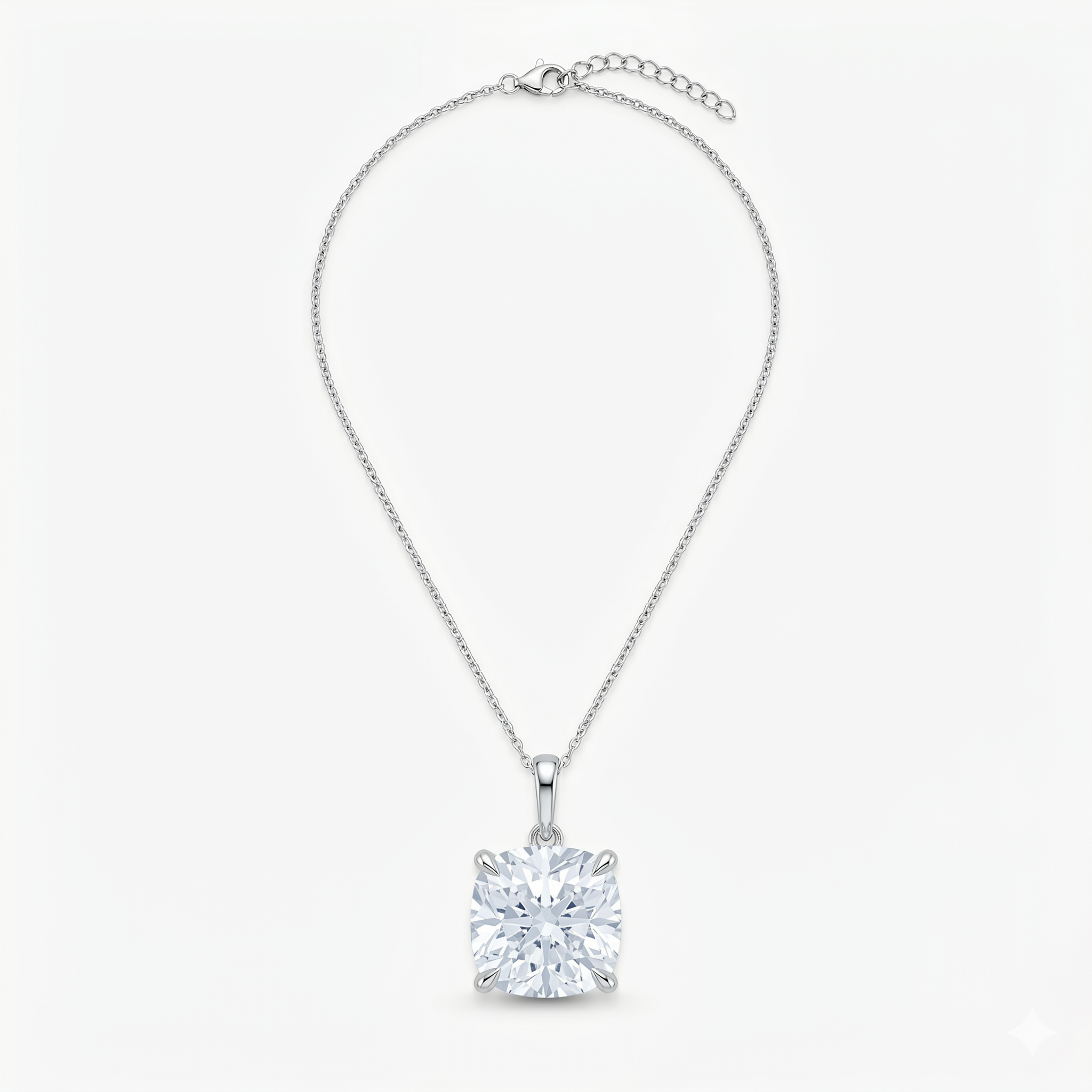 Lab Grown Cushion Cut Solitaire Pendant Necklace