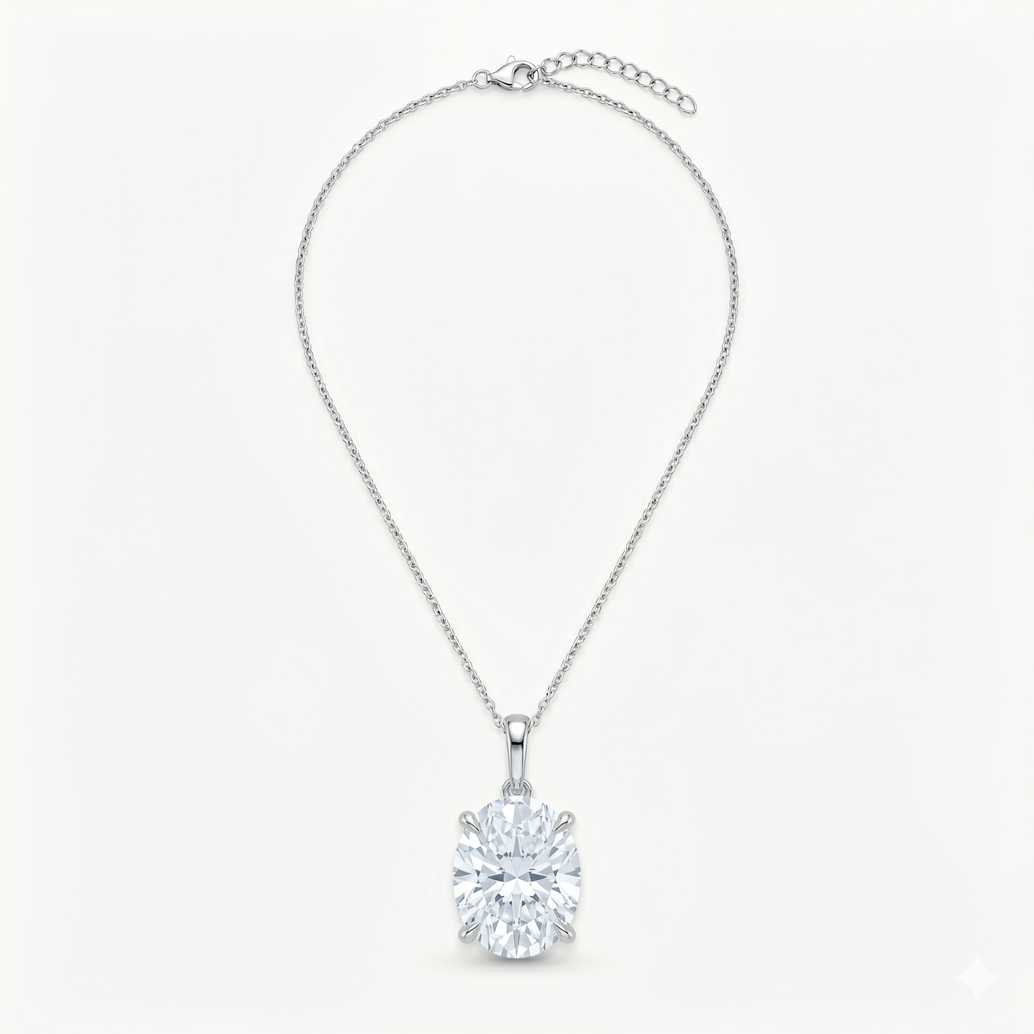 Lab Grown Oval Cut Solitaire Pendant Necklace