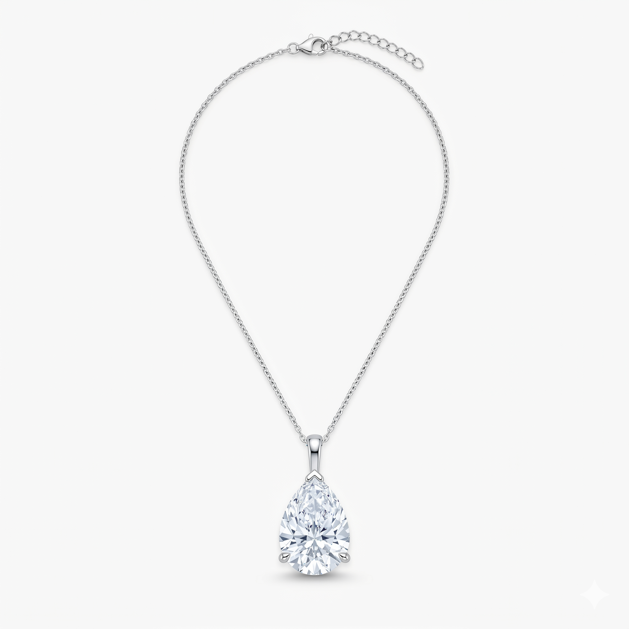 Lab Grown Pear Cut Solitaire Pendant Necklace