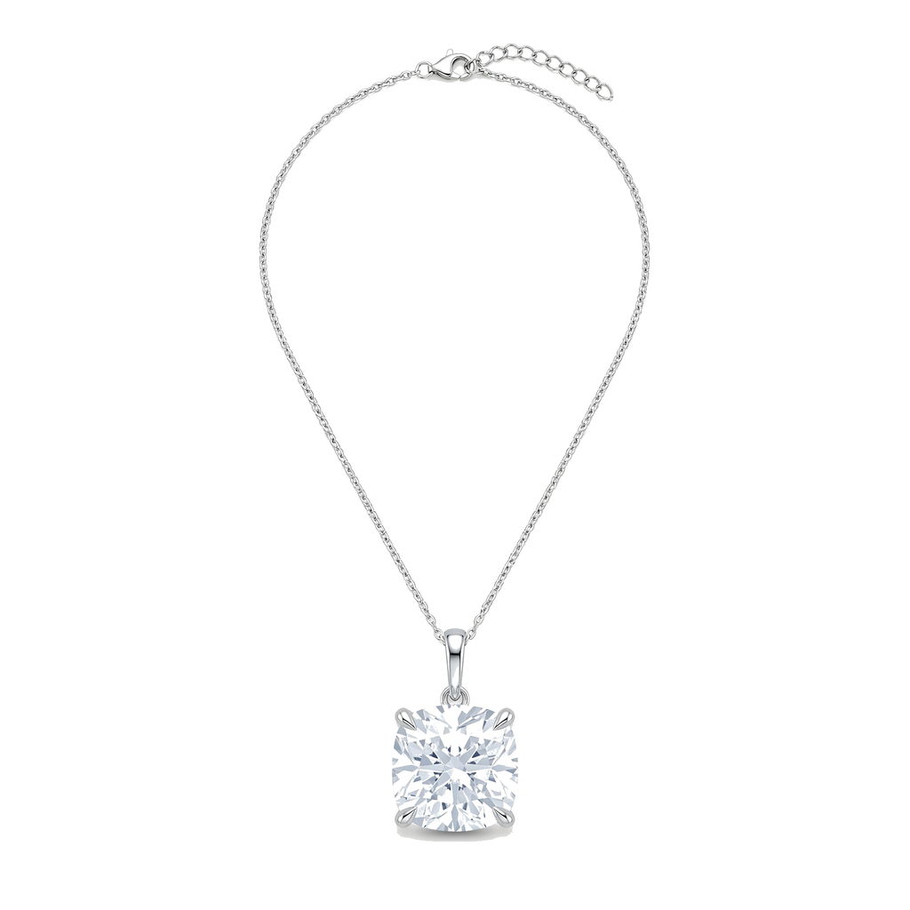 Lab Grown Cushion Cut Solitaire Pendant Necklace