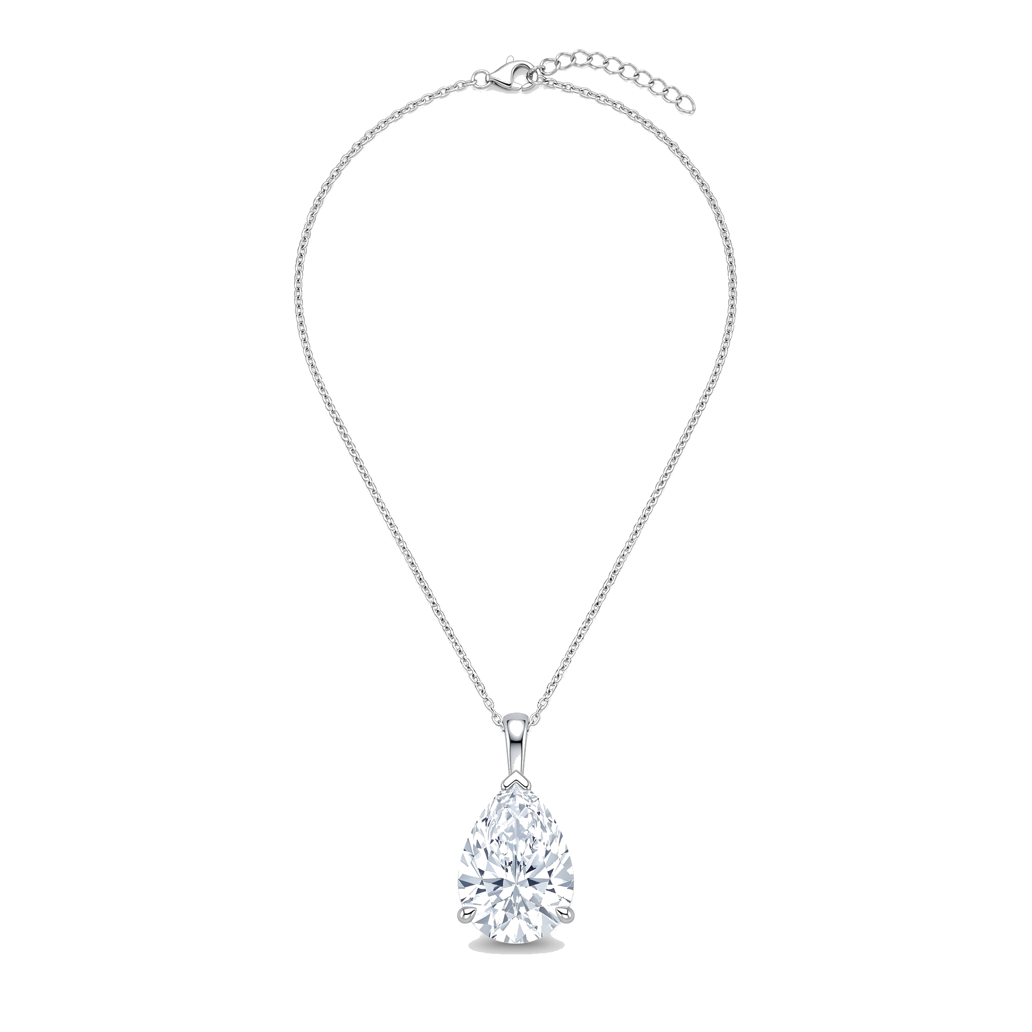 Lab Grown Pear Cut Solitaire Pendant Necklace