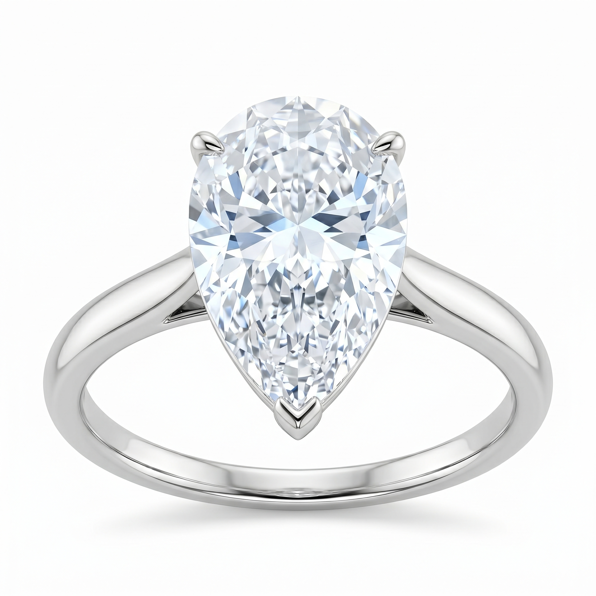 Lab Grown Pear Cut Solitaire Ring