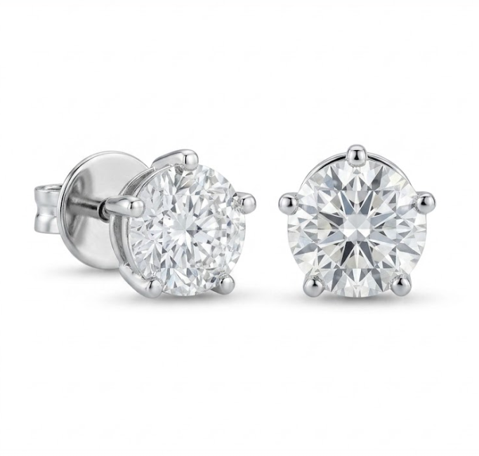 Natural Diamond Solitaire Stud Earrings 0.70ct Total – F Colour VVS2, HRD Certified