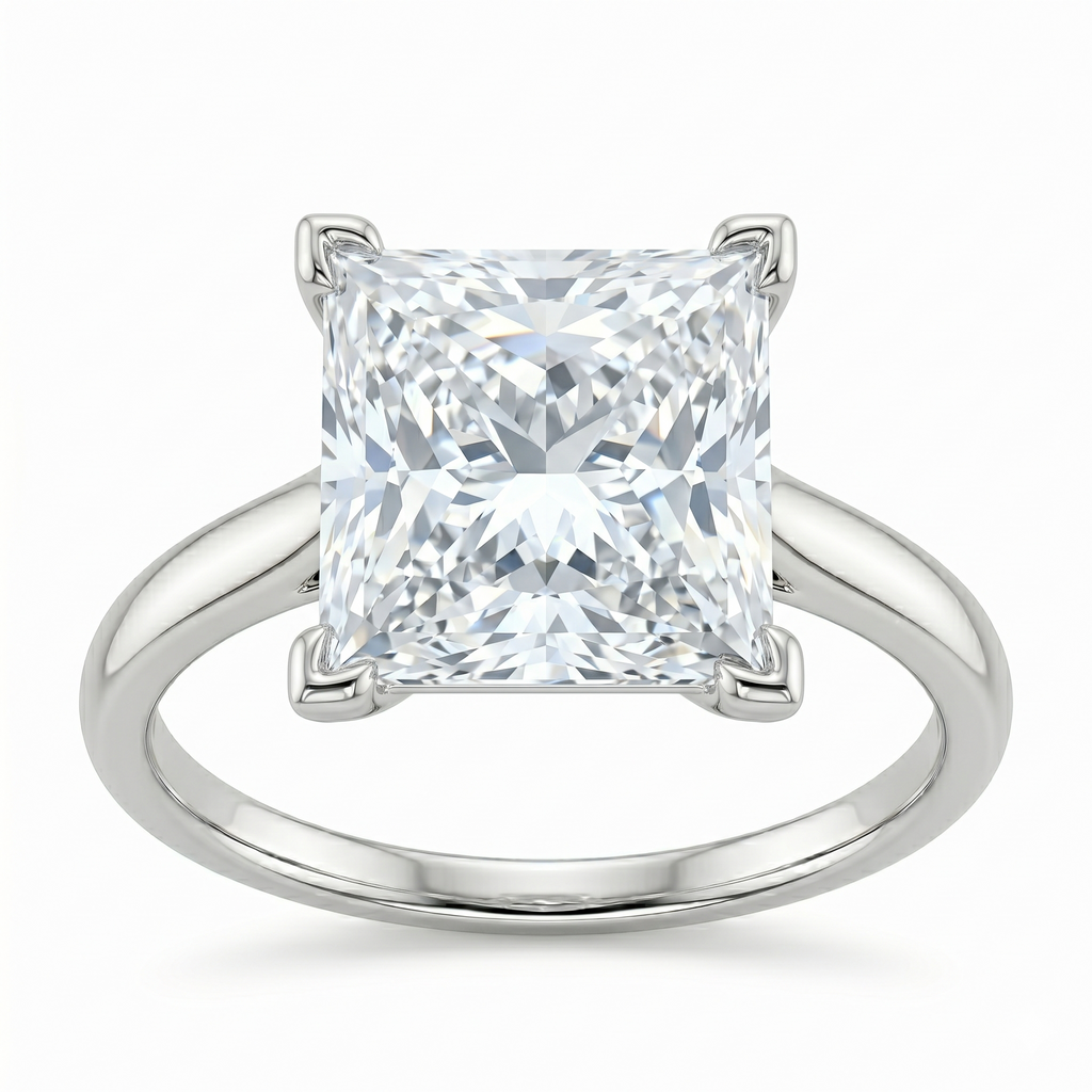 Lab Grown Princess Cut Solitaire Ring