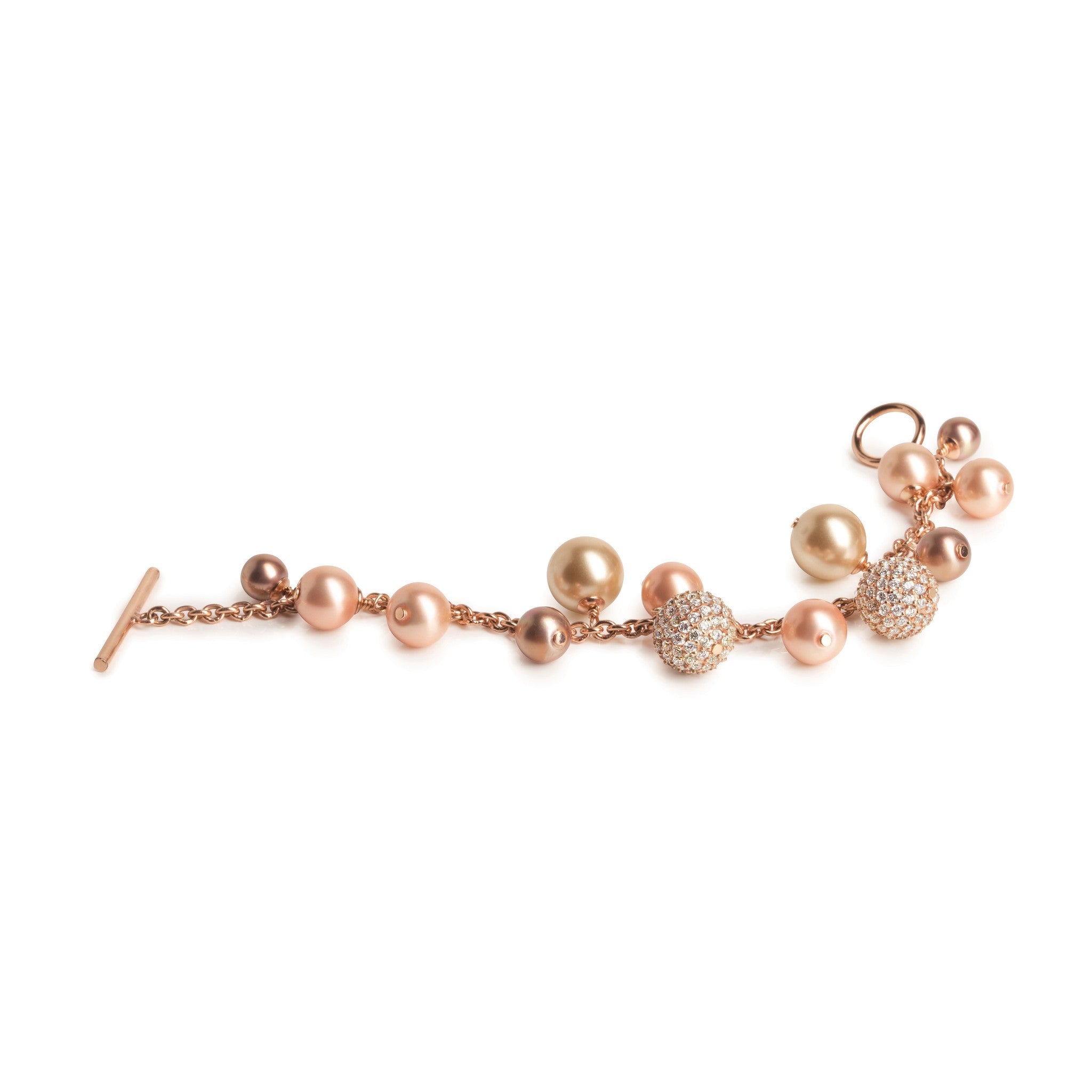 Darling Rose Gold Multi-Pearl Charm Bracelet Large | IZI