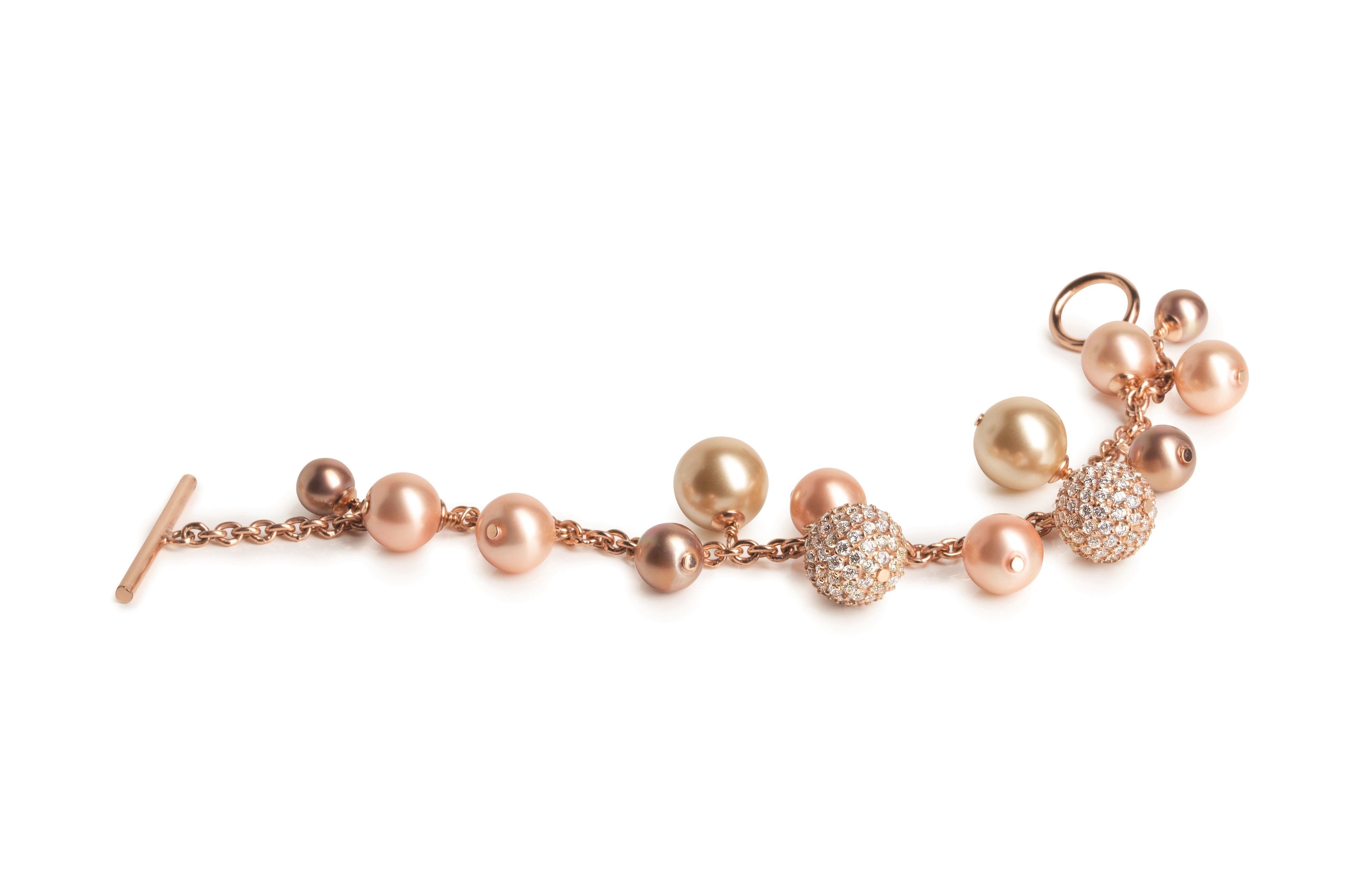 Darling Rose Gold Multi-Pearl Charm Bracelet Medium | IZI