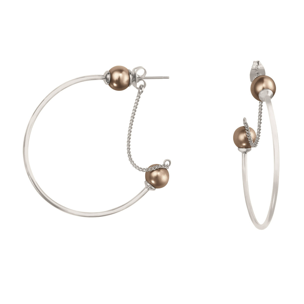 Cercle Hoop Earrings with Champagne Pearl | IZI