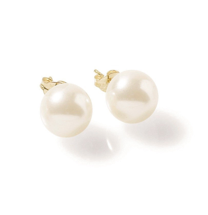 Classic White Pearl Stud Earrings 10mm Gold | IZI