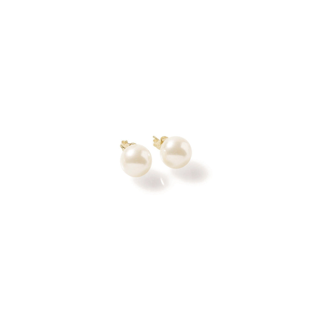 Classic White Pearl Stud Earrings 10mm Gold | IZI
