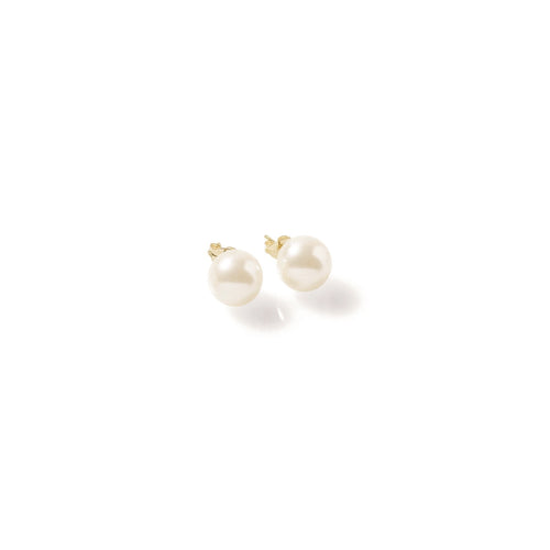 Classic White Pearl Stud Earrings 10mm Gold | IZI