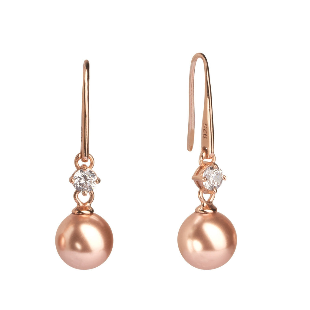 Feel Pink Pearl & Crystal Long Drop Earrings | IZI