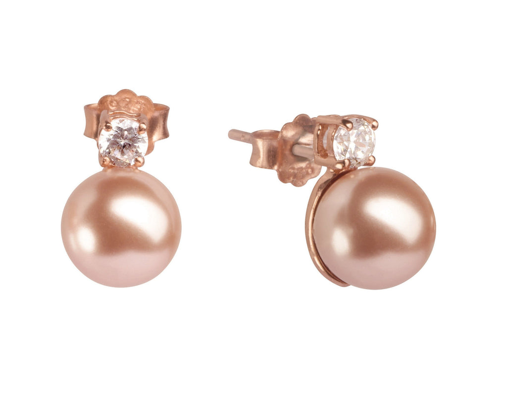 Feel Pink Pearl & Crystal Stud Earrings | IZI
