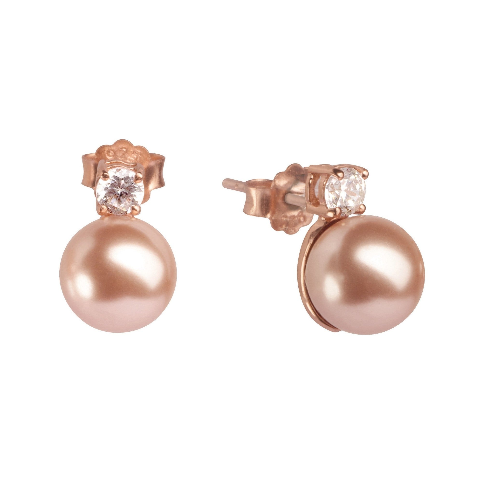 Feel Pink Pearl & Crystal Stud Earrings | IZI