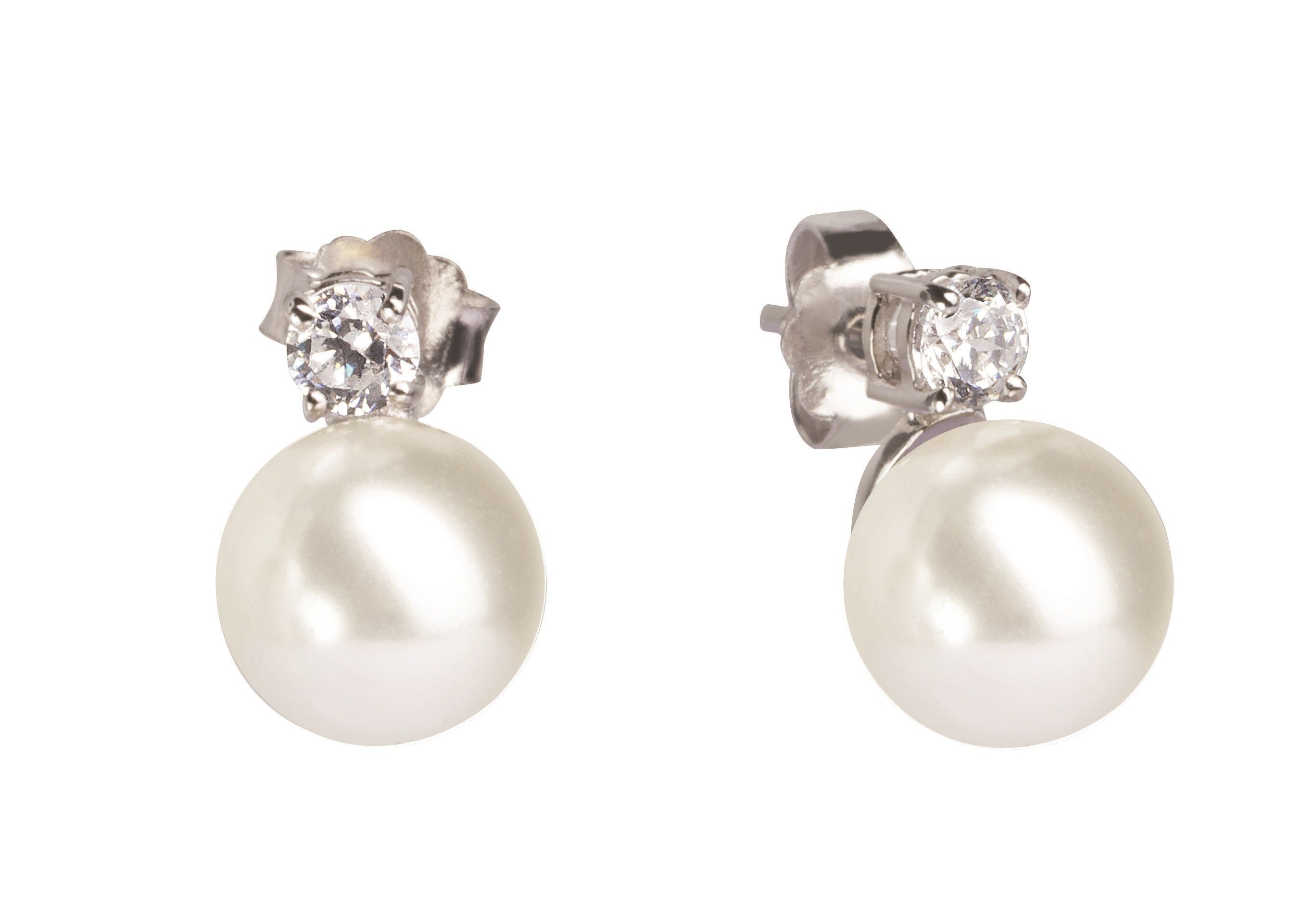 Feel White Pearl & Crystal Stud Earrings | IZI