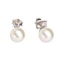 Feel White Pearl & Crystal Stud Earrings | IZI