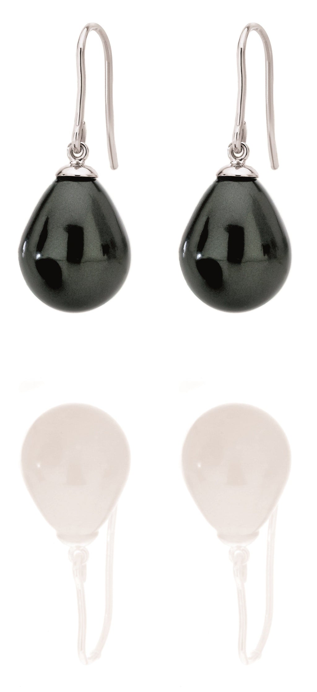 Ink Black Teardrop Pearl Drop Earrings | IZI