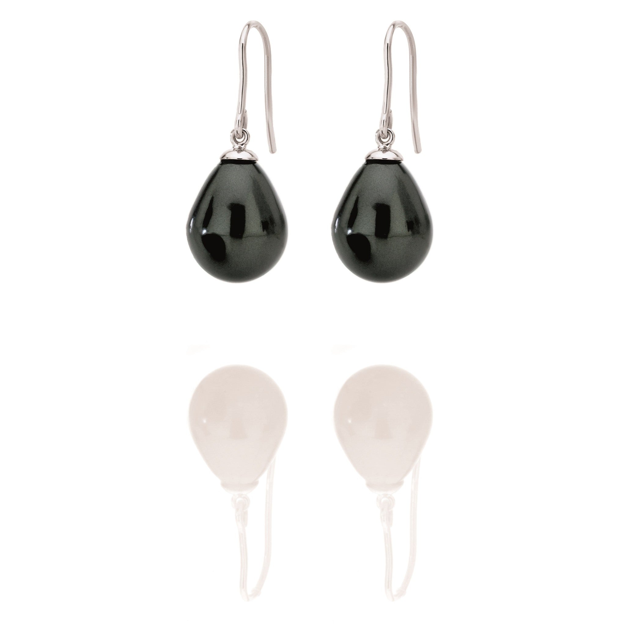 Ink Black Teardrop Pearl Drop Earrings | IZI
