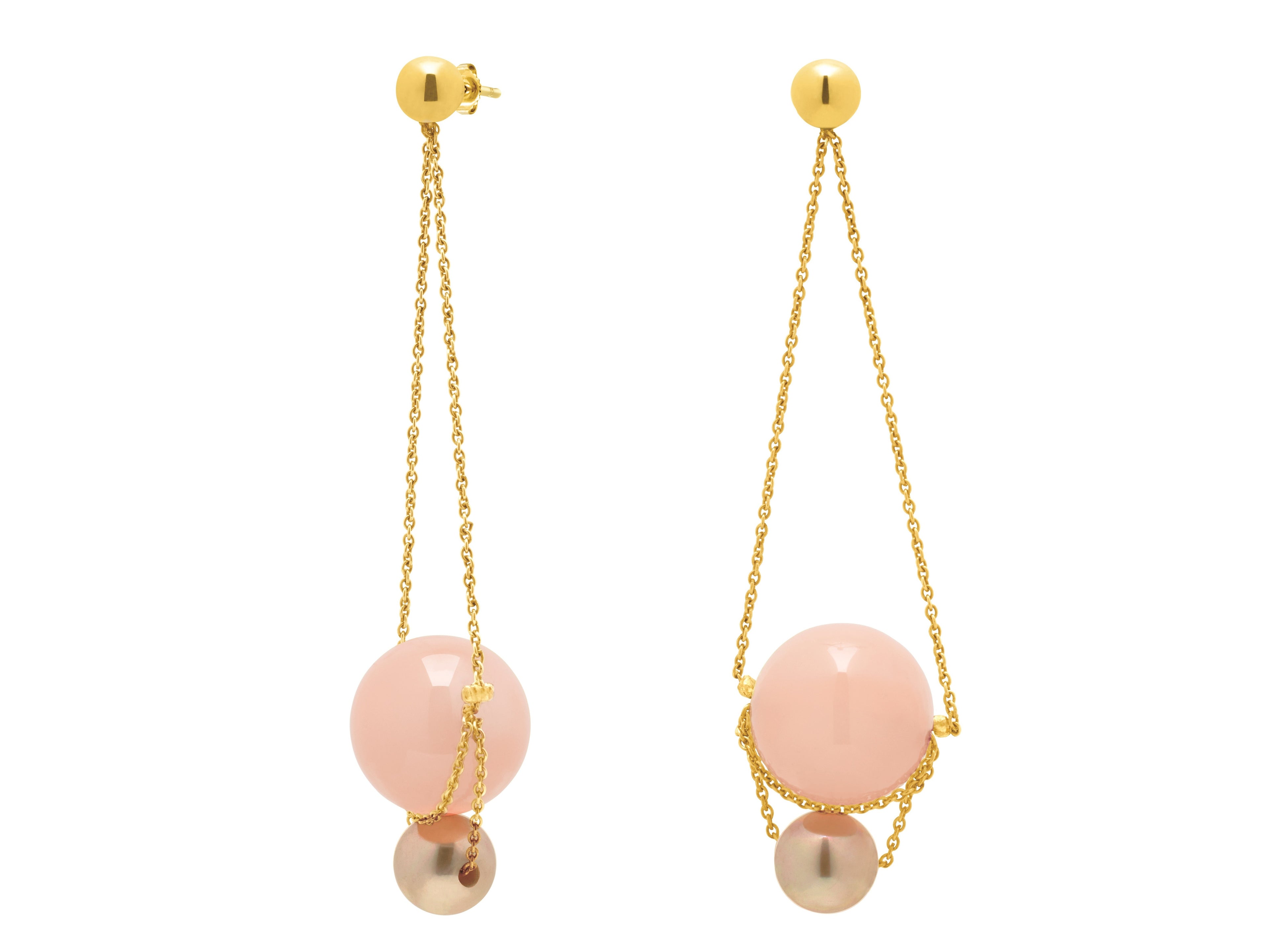 Louise Light Pink Long Chain Drop Earrings | IZI