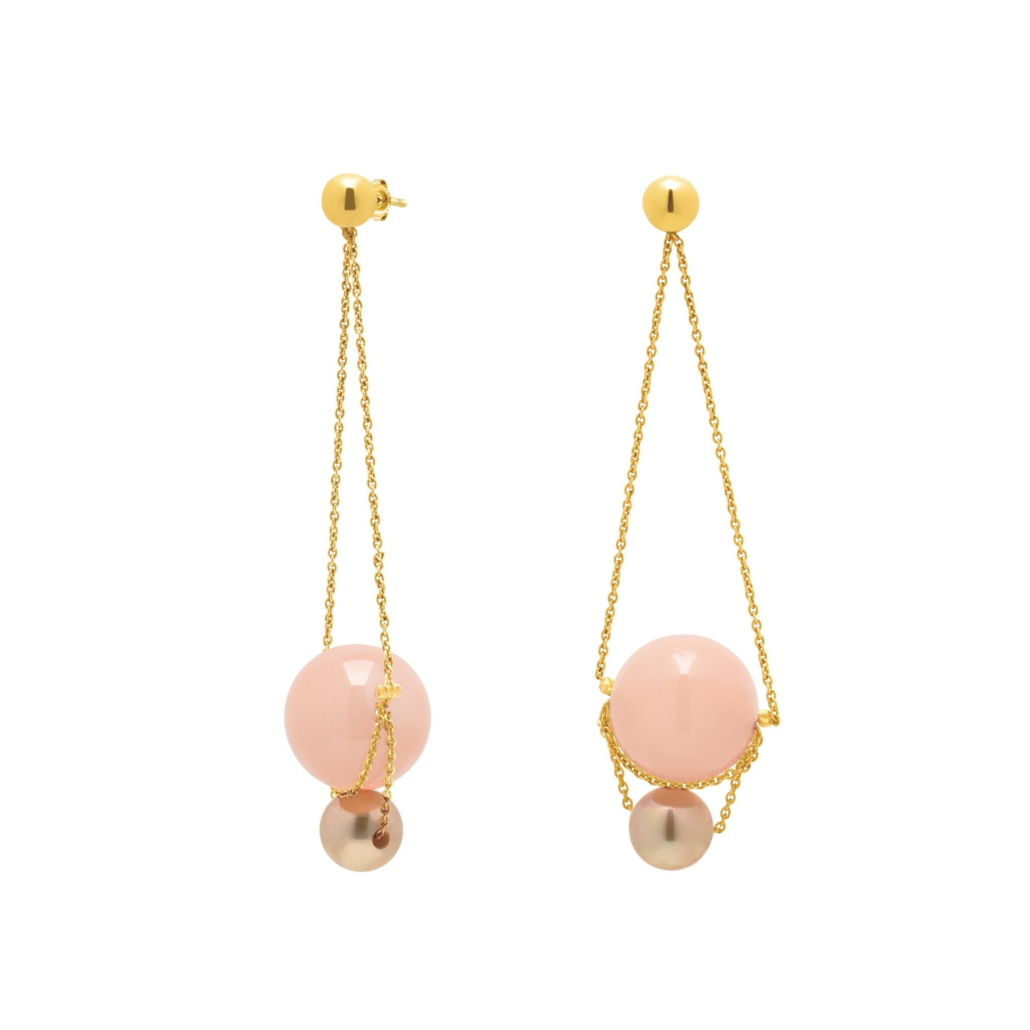 Louise Light Pink Long Chain Drop Earrings | IZI