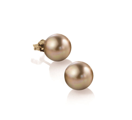 Peace Champagne Golden Pearl Stud Earrings | IZI