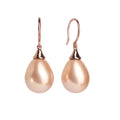Rosa Peach Teardrop Pearl Drop Earrings Rose Gold | IZI