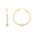 Rythm Gold Hoop Earrings with White Pearl | IZI