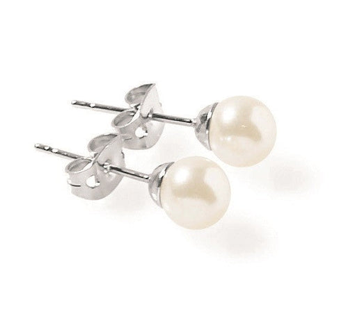 Si Classic White Pearl Stud Earrings 6mm | IZI