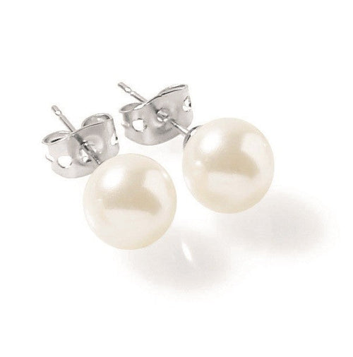 Si Classic White Pearl Stud Earrings 8mm | IZI