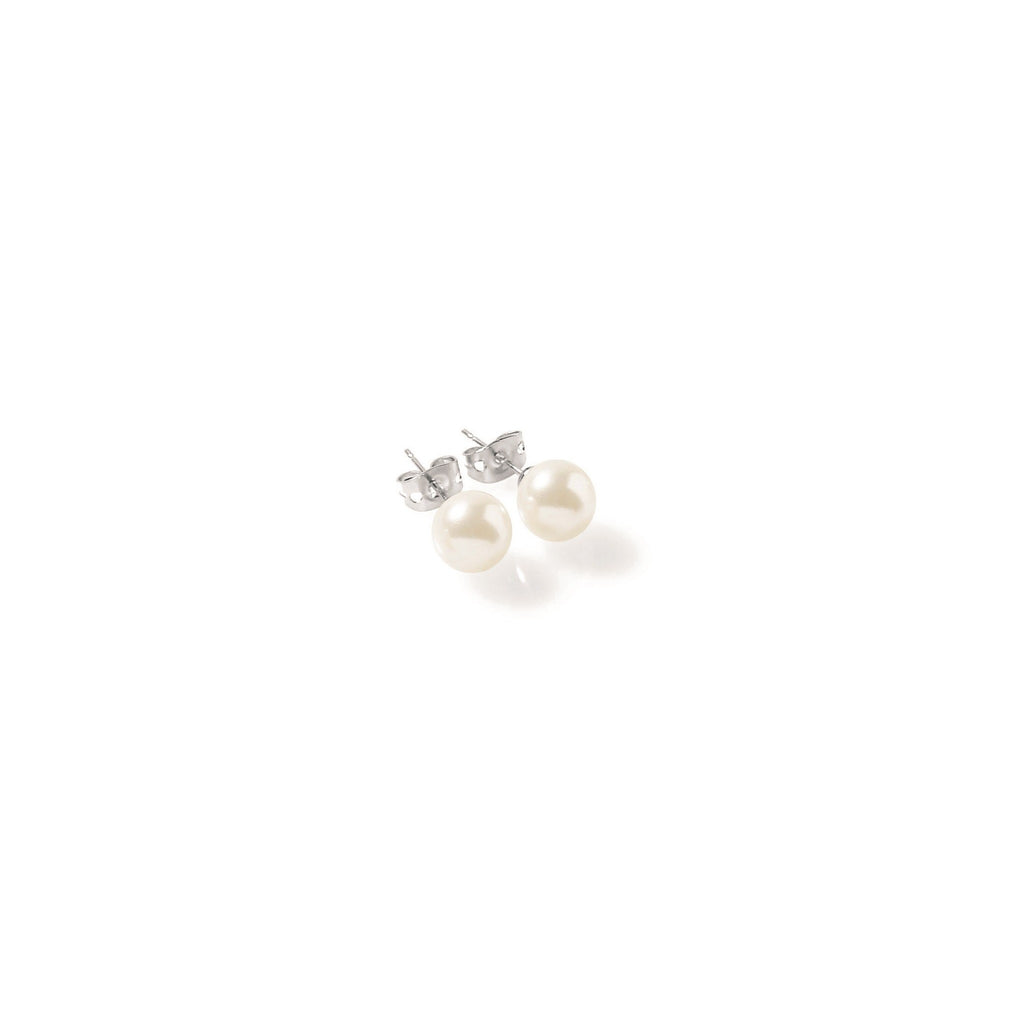 Si Classic White Pearl Stud Earrings 8mm | IZI