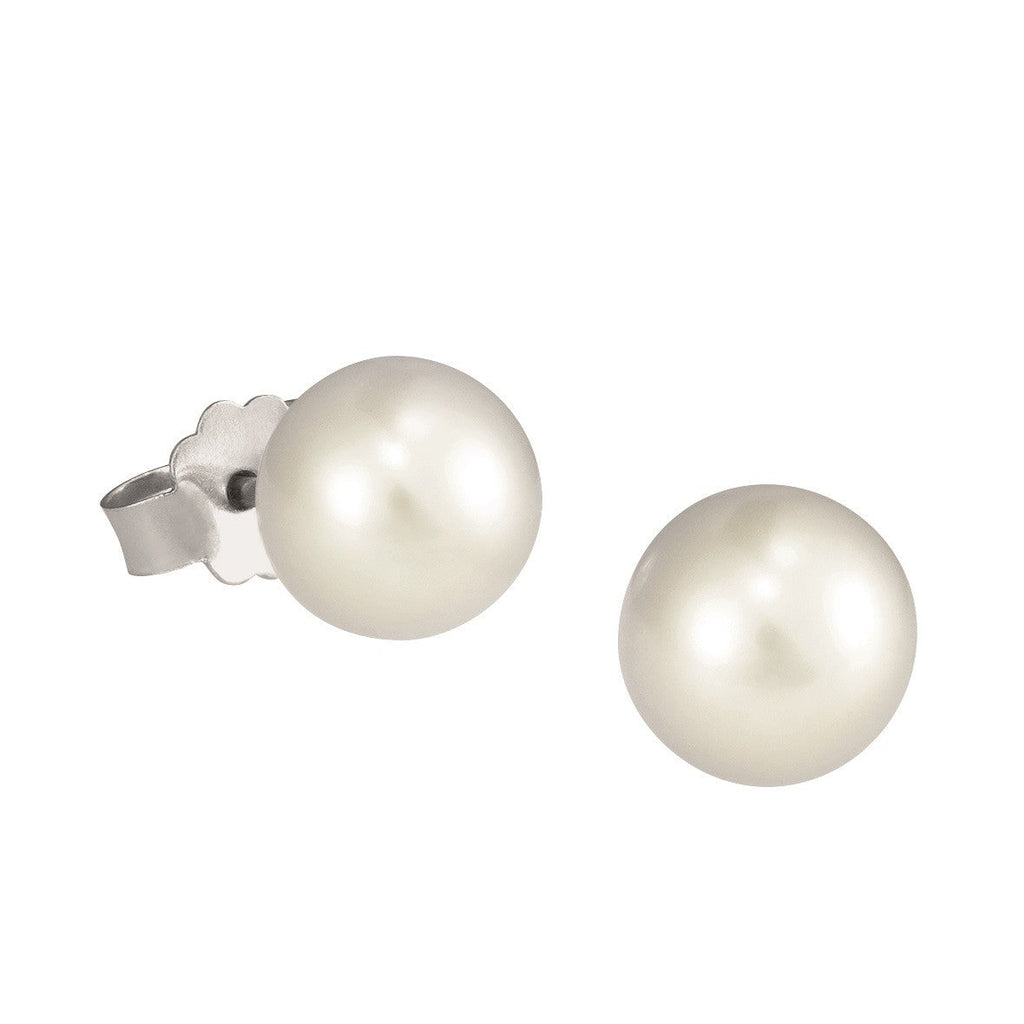Si Classic White Pearl Stud Earrings 7mm Bright | IZI