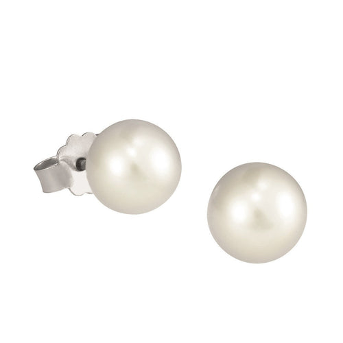 Si Classic White Pearl Stud Earrings 7mm Bright | IZI
