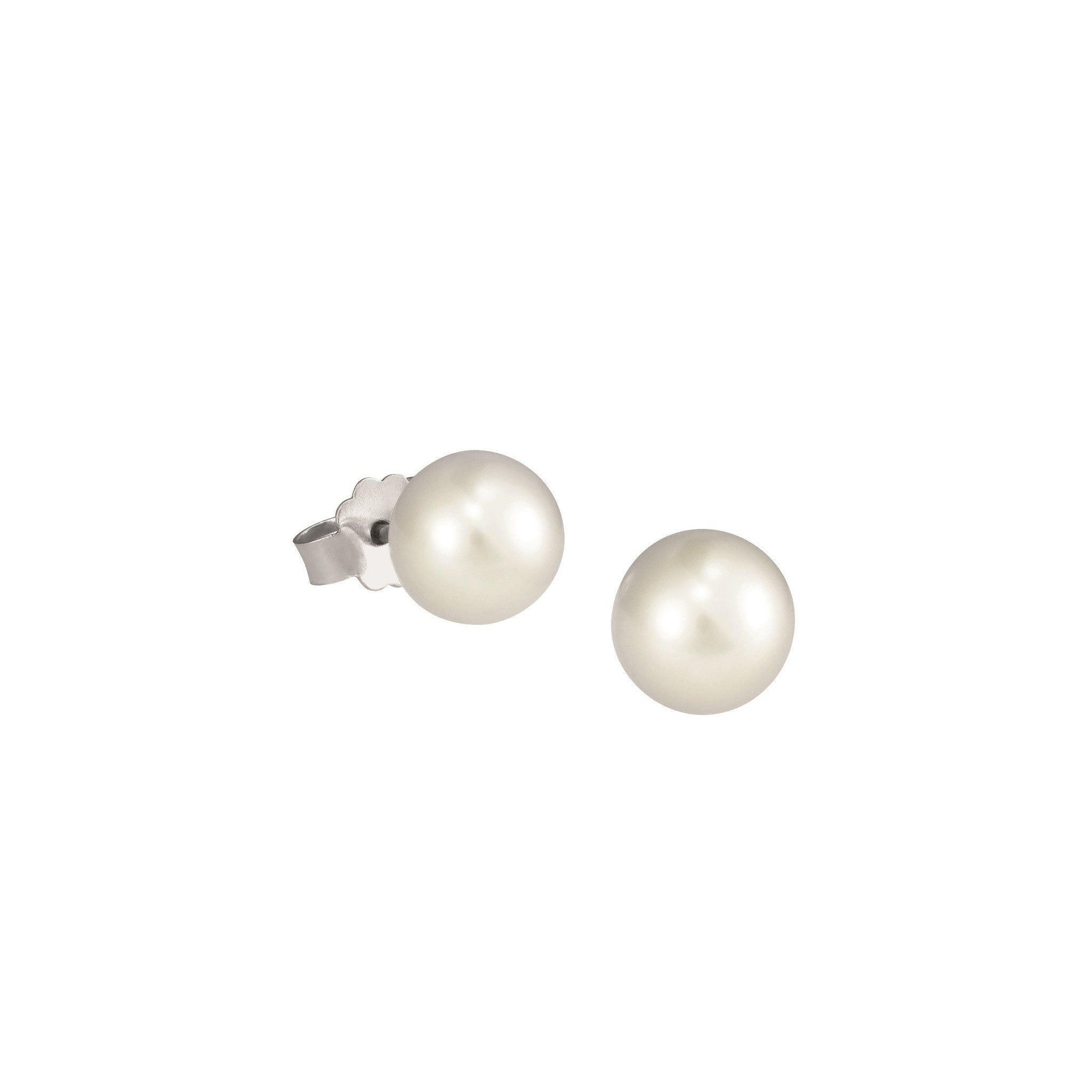 Si Classic White Pearl Stud Earrings 7mm Bright | IZI