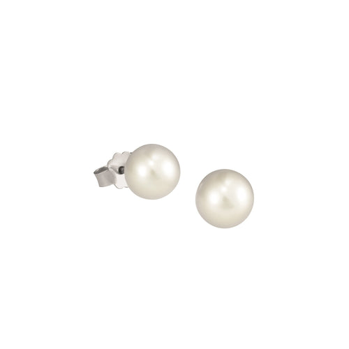 Si Classic White Pearl Stud Earrings 7mm Bright | IZI