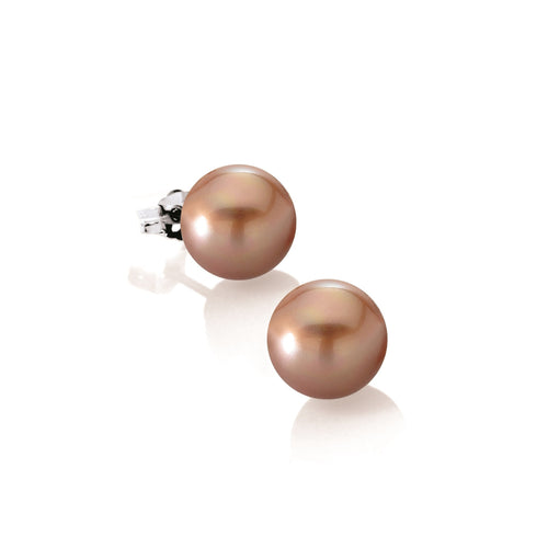 Terra Pink Freshwater Pearl Stud Earrings | IZI