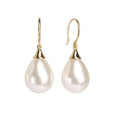 Vanilla White Teardrop Pearl Drop Earrings Gold | IZI
