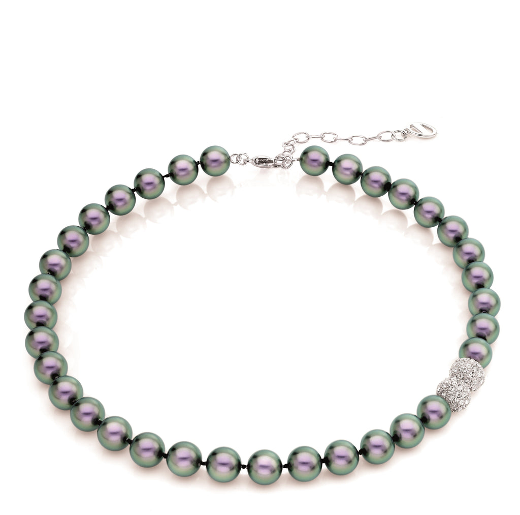 Azure Tahitian Pearl Strand Necklace with Crystal Ball | IZI
