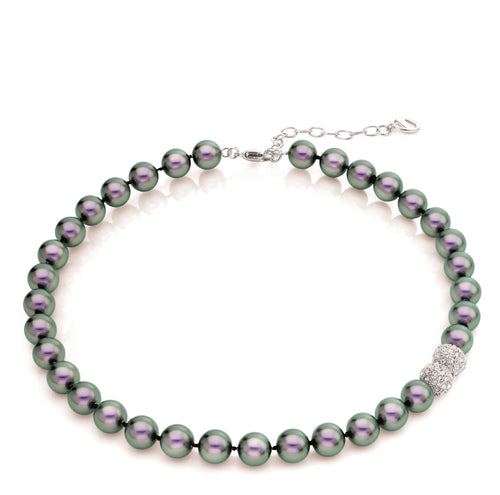 Azure Tahitian Pearl Strand Necklace with Crystal Ball | IZI