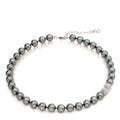 Azure Tahitian Pearl Strand Necklace with Crystal Ball | IZI