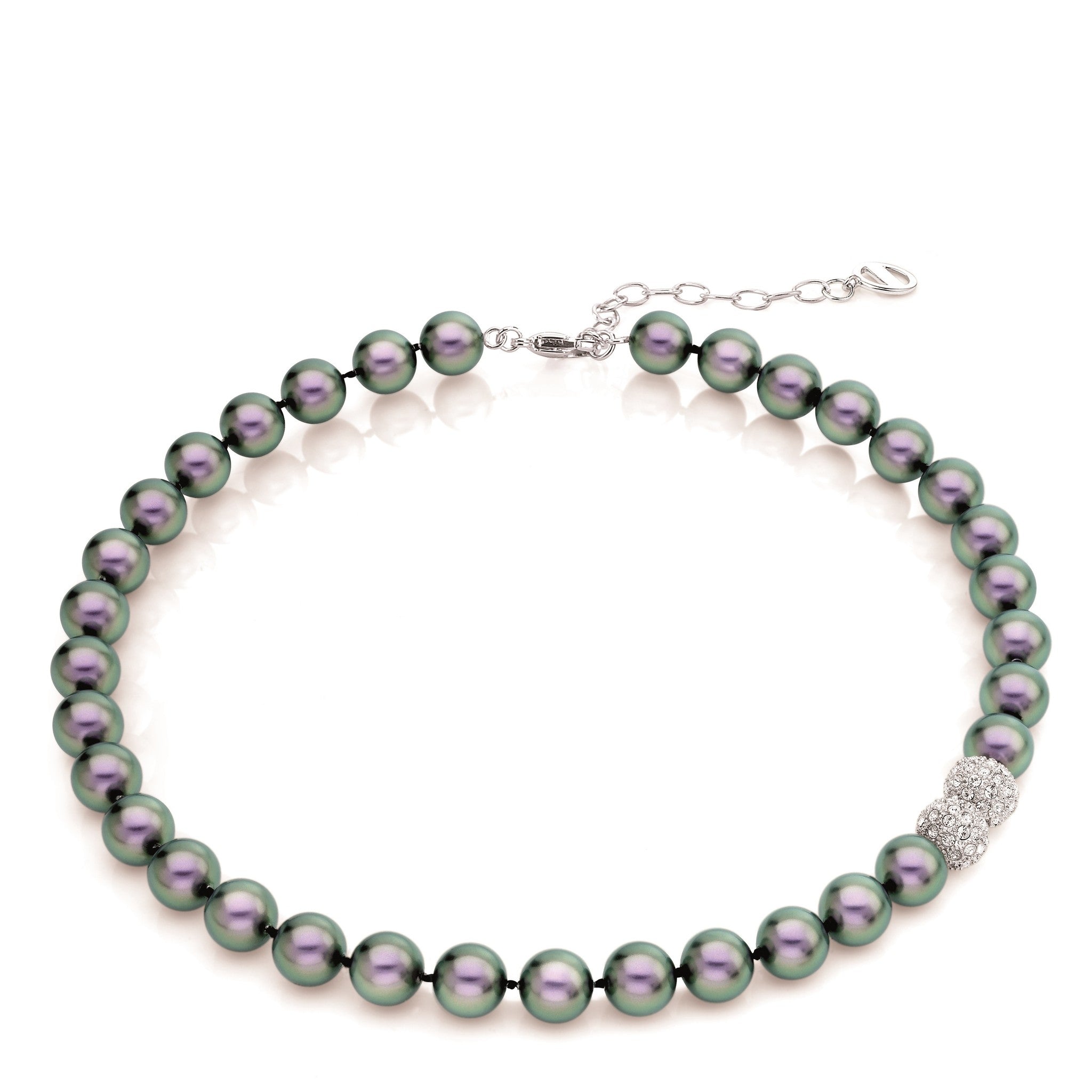 Azure Tahitian Pearl Strand Necklace with Crystal Ball | IZI