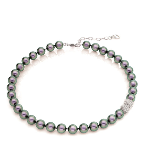 Azure Tahitian Pearl Strand Necklace with Crystal Ball | IZI