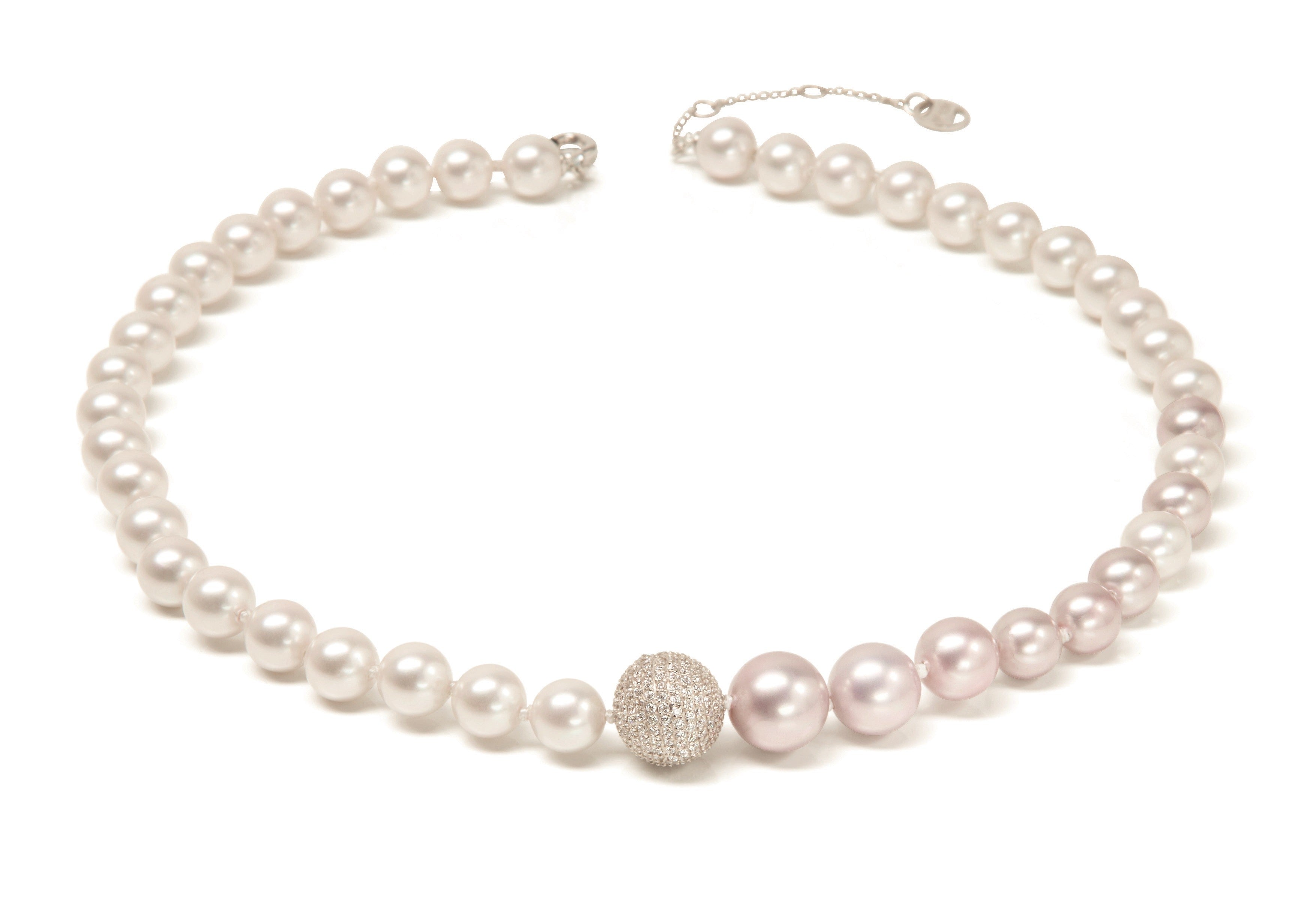 Enjoy Vel White Pearl Strand Necklace with Crystal Ball | IZI